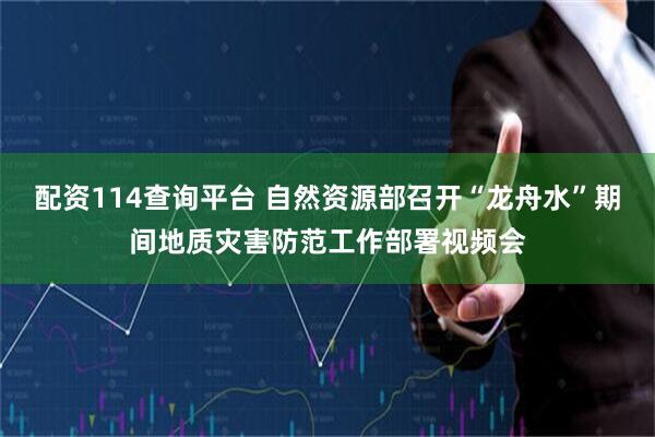 配资114查询平台 自然资源部召开“龙舟水”期间地质灾害防范工作部署视频会