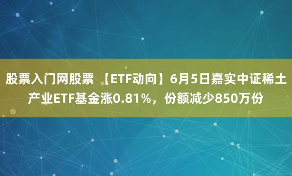 股票入门网股票 【ETF动向】6月5日嘉实中证稀土产业ETF基金涨0.81%，份额减少850万份
